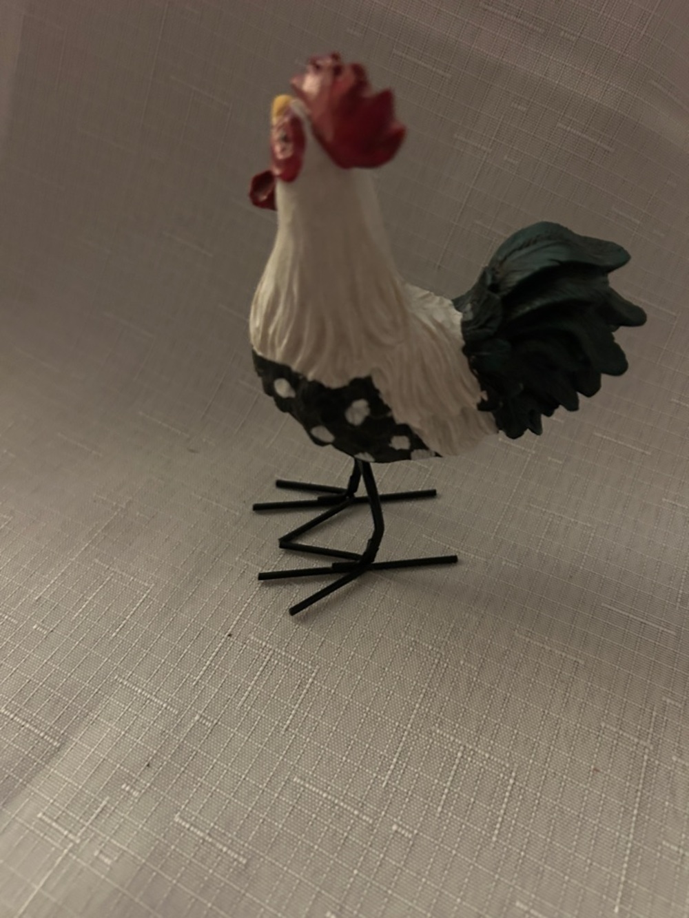 Decorative Rooster Figurine in White, Black, Red & Yellow - Picture 5 of 5